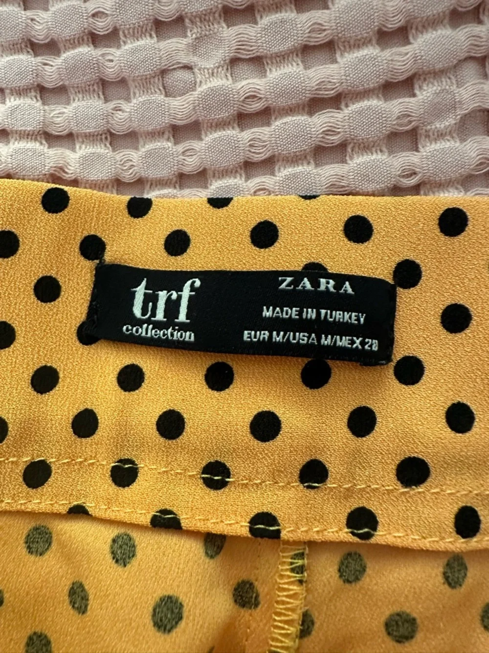 Zara TRF Mustard Yellow Polka Dot Wide Leg High Waist Pants - Picture 7 of 9